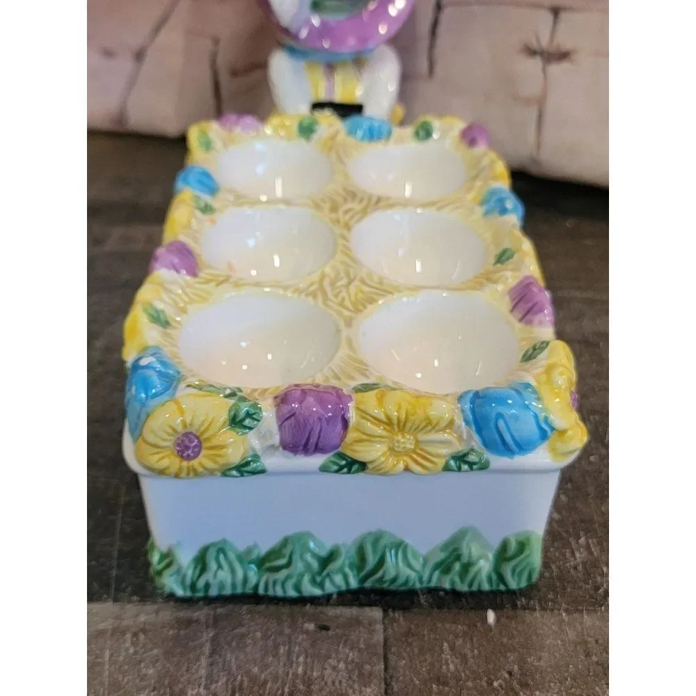 Figi ceramic‎ Easter egg cart holder rabbit home decor